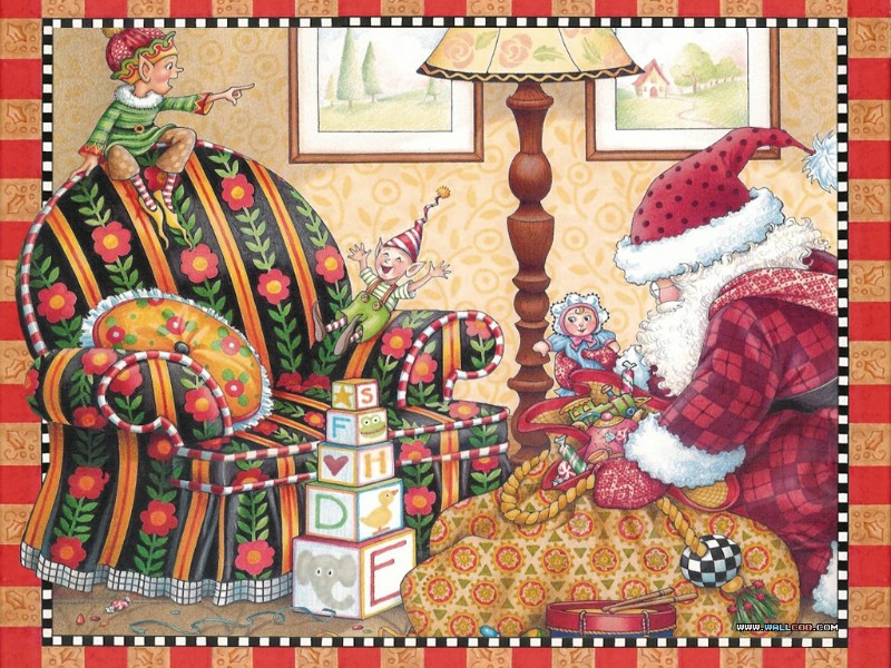 圣诞节故事绘画+圣诞老人壁纸